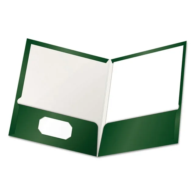 Oxford Laminated Portfolio, High Gloss, Green, 11" x 8 1/2", 25/Bx