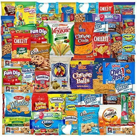 Blue Ribbon Christmas Snack Box Care Package Variety Pack (52 Count) Cookies ...