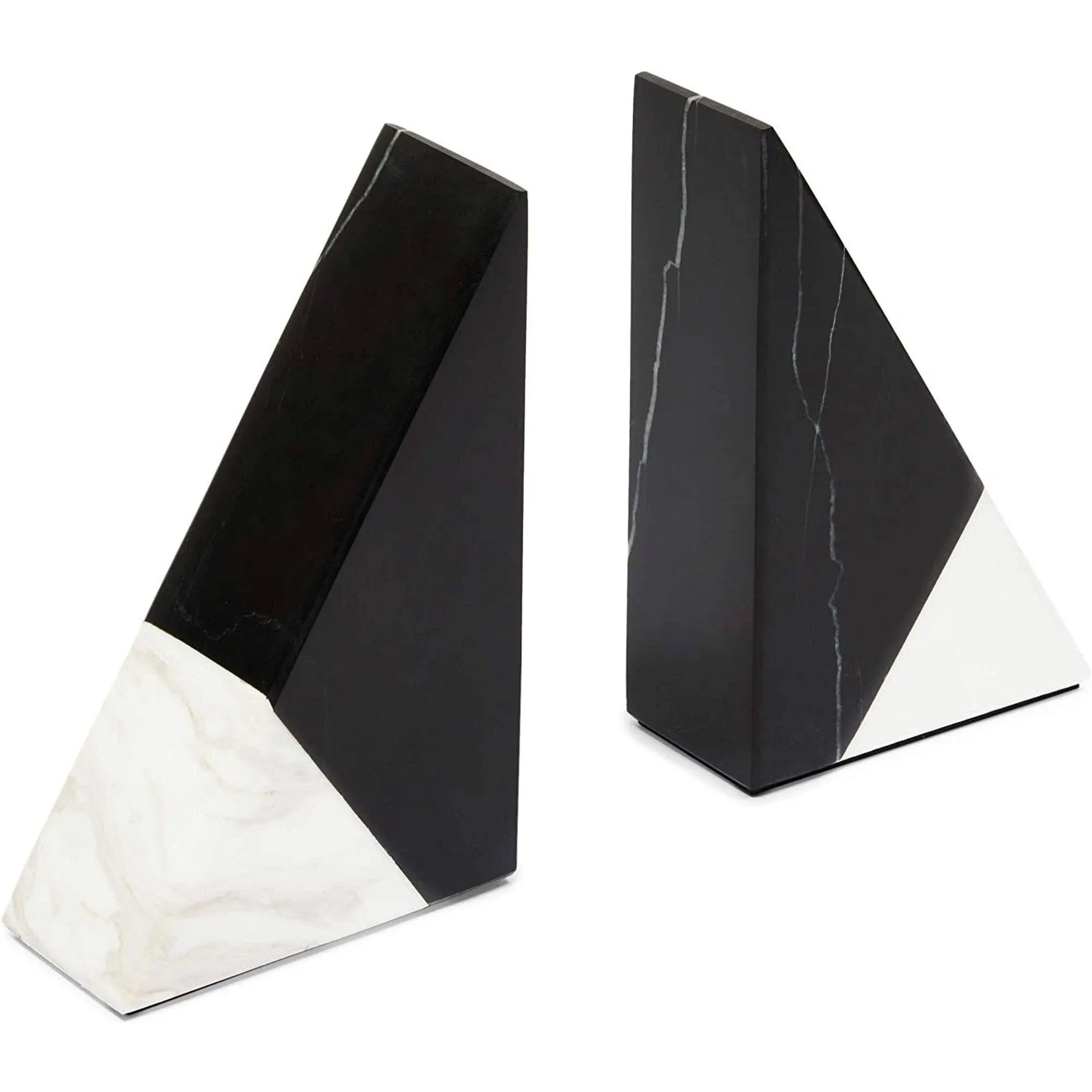 Juvale Black Marble Decorative Bookends for Shelves (3.9 x 6.3 x 2 in, 1 Pair)