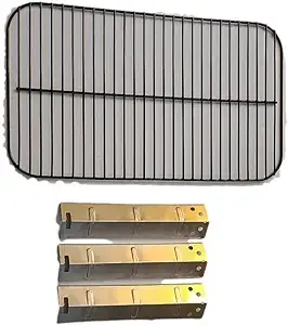 Outdoor Bazaar Set of Porcelain Cooking Grid and 3 x Stainless Steel Heat Plates for Walmart Expert Grill 3 Burner XG10-101-002-02 Model, Expert Grill Replacement Parts 3 Burner, Expert Grill Parts