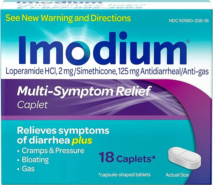 Imodium Multi-Symptom Relief Anti-Diarrheal Medicine Caplets, 18 Ct.