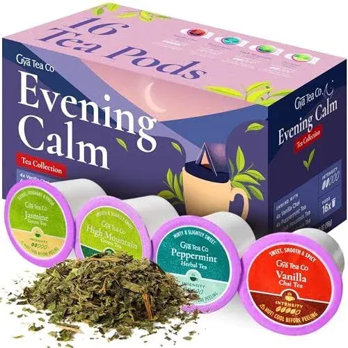 Evening Calm Tea K Cups Tea Variety Pack - 4 Flavors of Keurig Tea K-Cups for ...