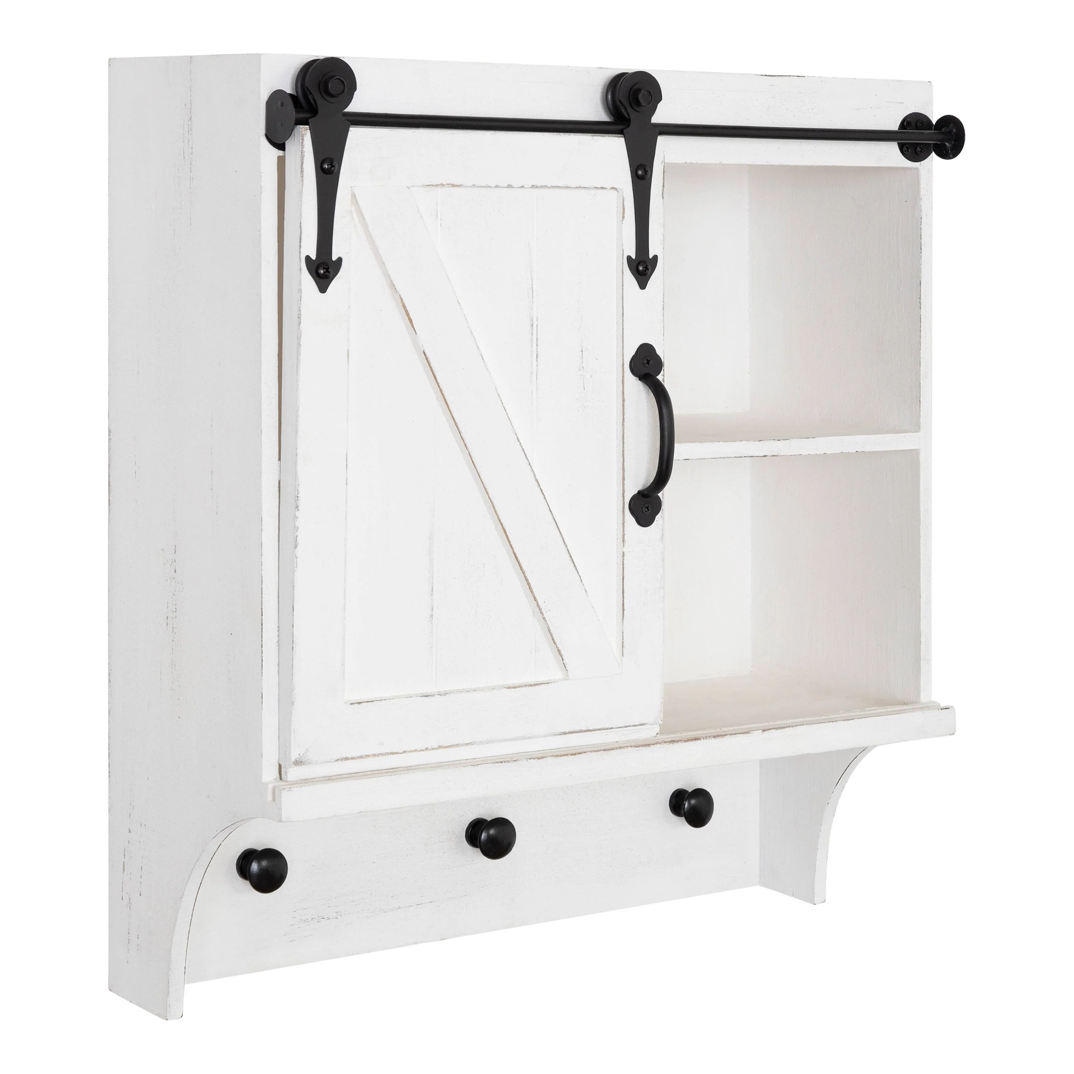 Kate and Laurel Cates Wooden Barn Door Decorative Wall Cabinet - 18x8x20 - White