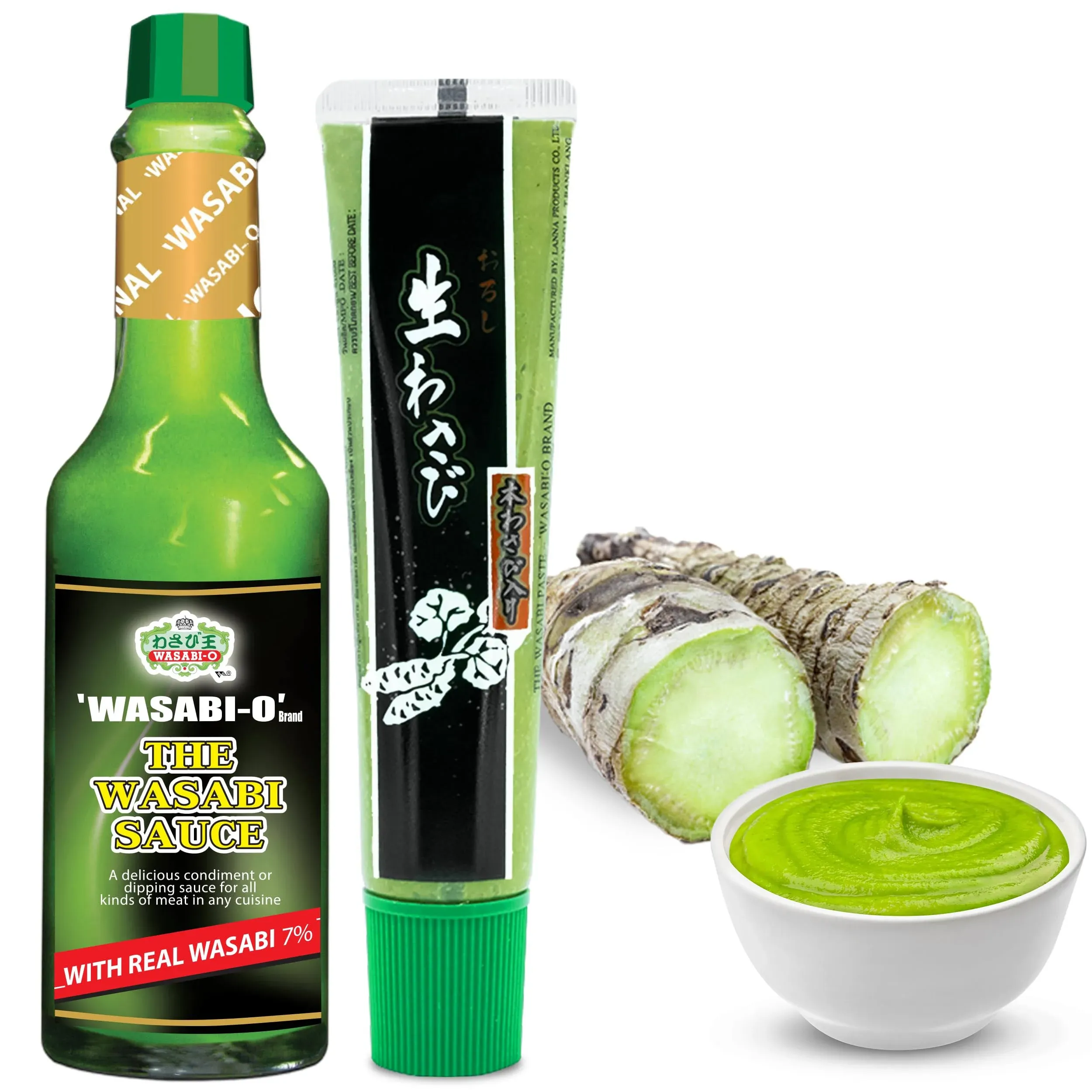 Wasabi-O Authentic Japanese Wasabi Sauce 62g & Wasabi Paste 43g Made with Fresh Real Wasabi - Japanese Real & Fresh Hot Sauce Made with Premium Wasabi