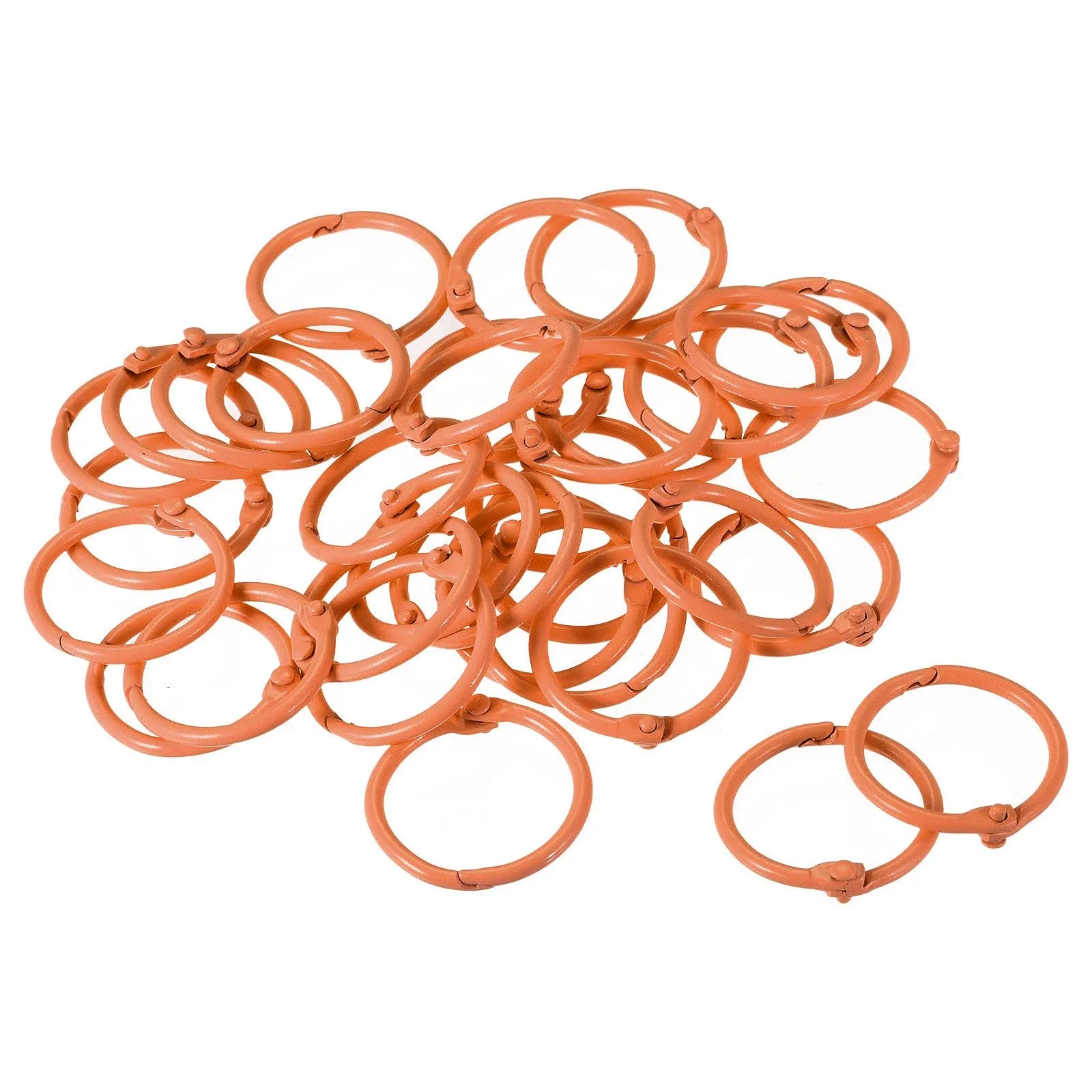 Loose-Leaf Binder Rings, 30mm/ 1.18&#034; Metal Book Ring, Orange, 36Pack