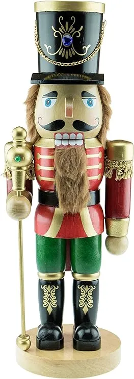 Clever Creations Functional Red Soldier 17 inch Traditional Wooden Nutcracker ...