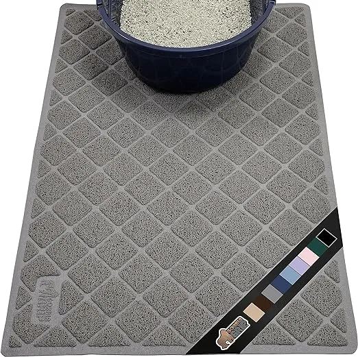 The Original Gorilla Grip 100% Waterproof Cat Litter Box Trapping Mat, Easy Clean, Textured Backing, Traps Mess for Cleaner Floors, Less Waste, Stays in Place for Cats, Soft on Paws, 35x23 Gray