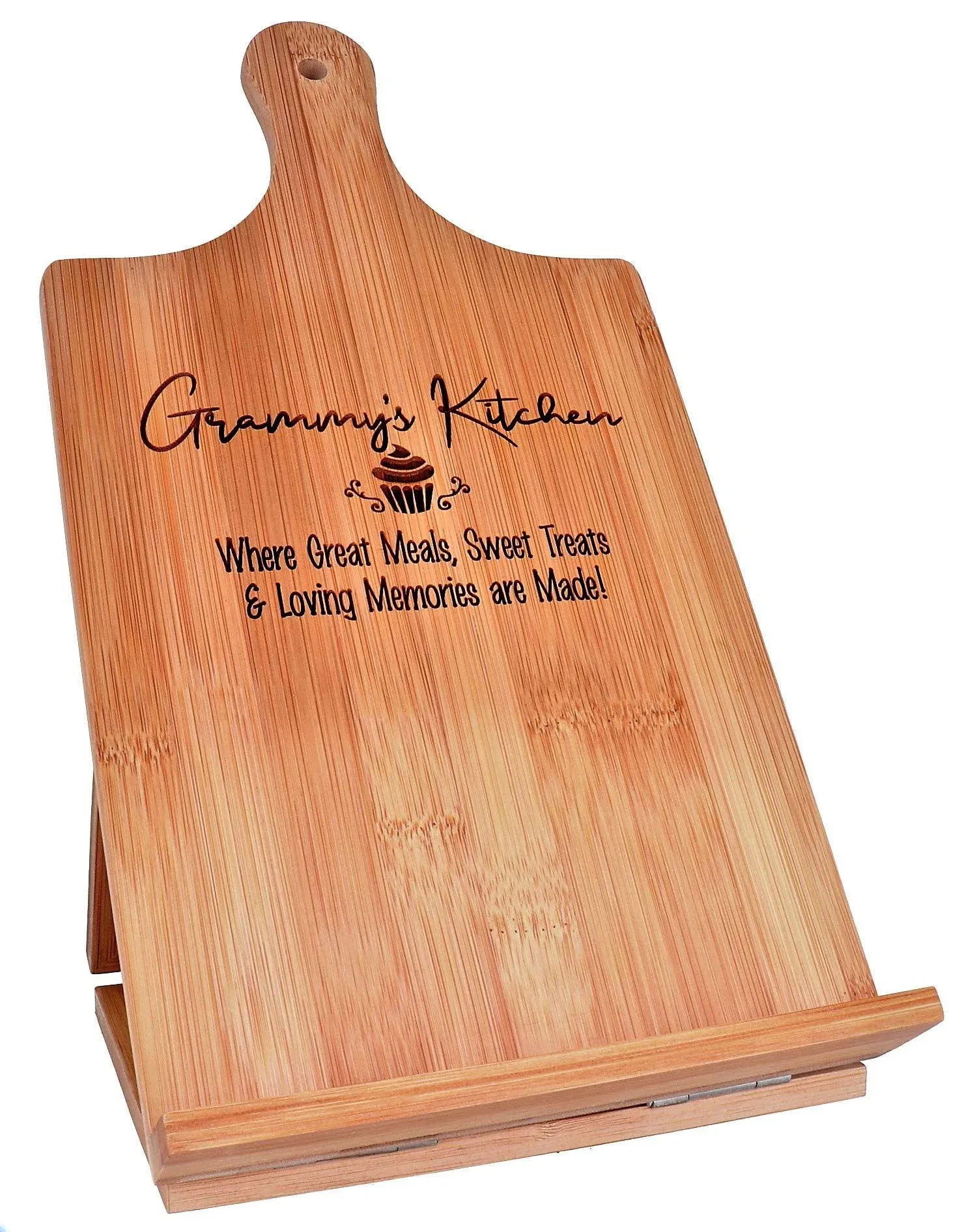 Grammy Gift Recipe Cookbook Holder Stand Engraved Bamboo Cutting Board Foldable 