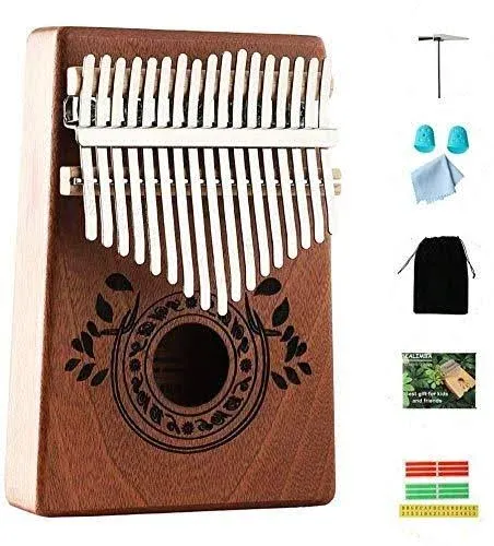 Musfunny Thumb Piano Kalimba 17 Keys with Study Instruction and Tune Hammer ...