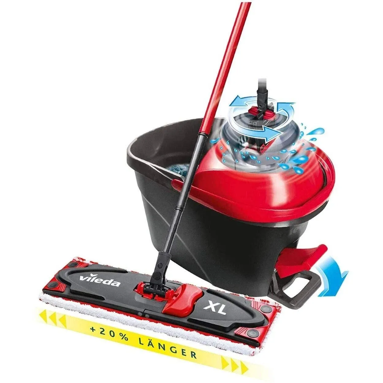 Vileda UltraMat Turbo XL Complete Box Floor Mop, Set, Red