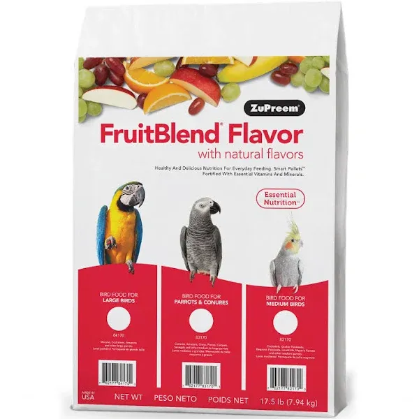 Zupreem FruitBlend Flavor Bird Food for Large Birds - 17.5 lbs