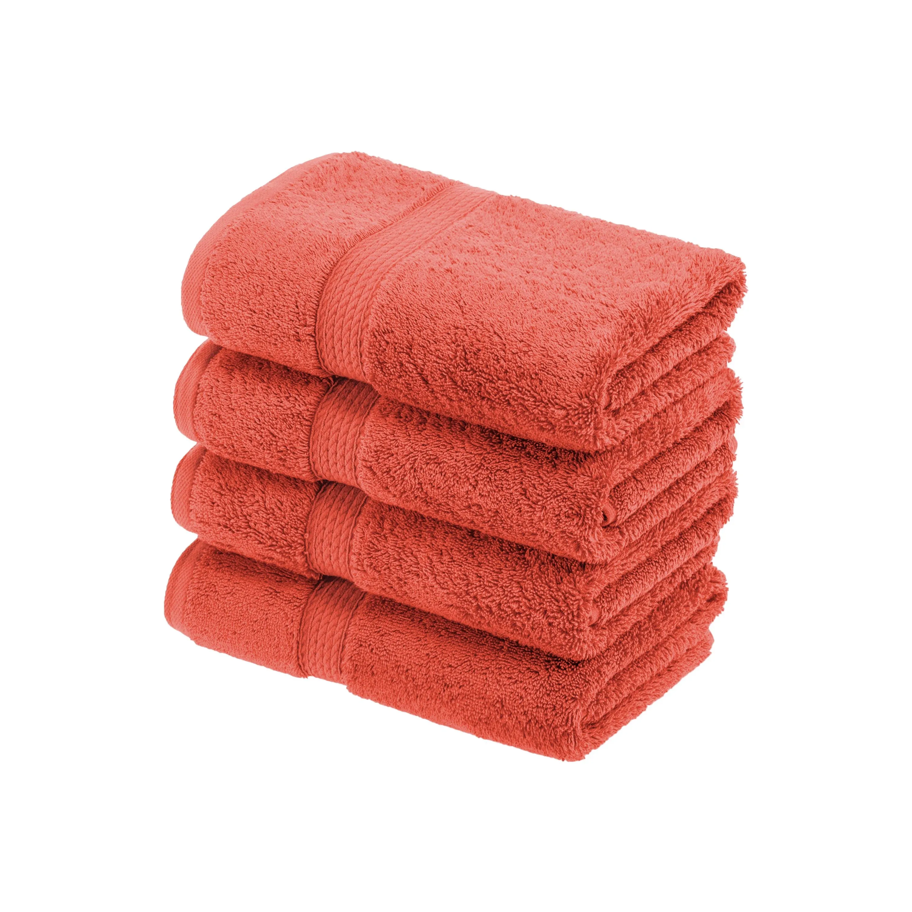 Superior Egyptian Cotton 4-Piece Hand Towel Set - Coral