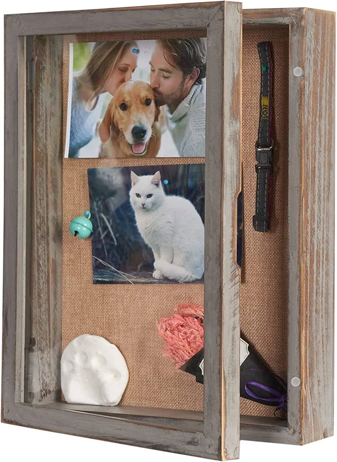 Rustic Grey Shadow Box 11x14, Large Shadow Box Frame with Magnetic Door, Wooden ...