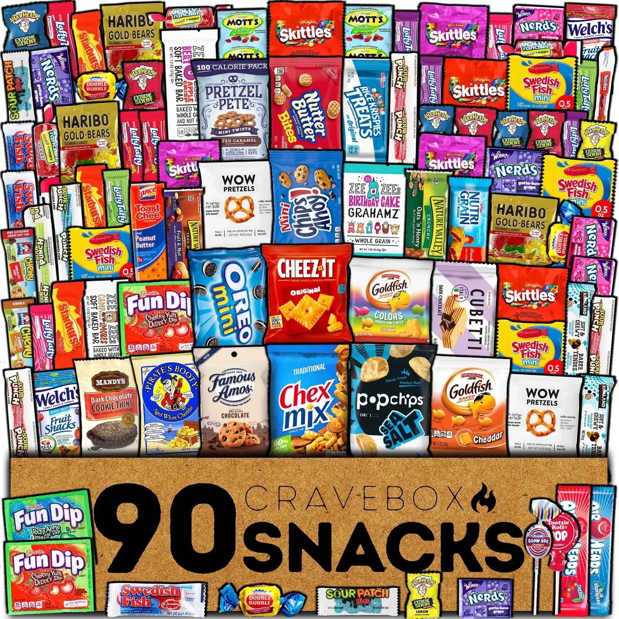 CRAVEBOX Variety Snack Pack Box Care Package (90ct) Christmas Treats Gift Bundle ...