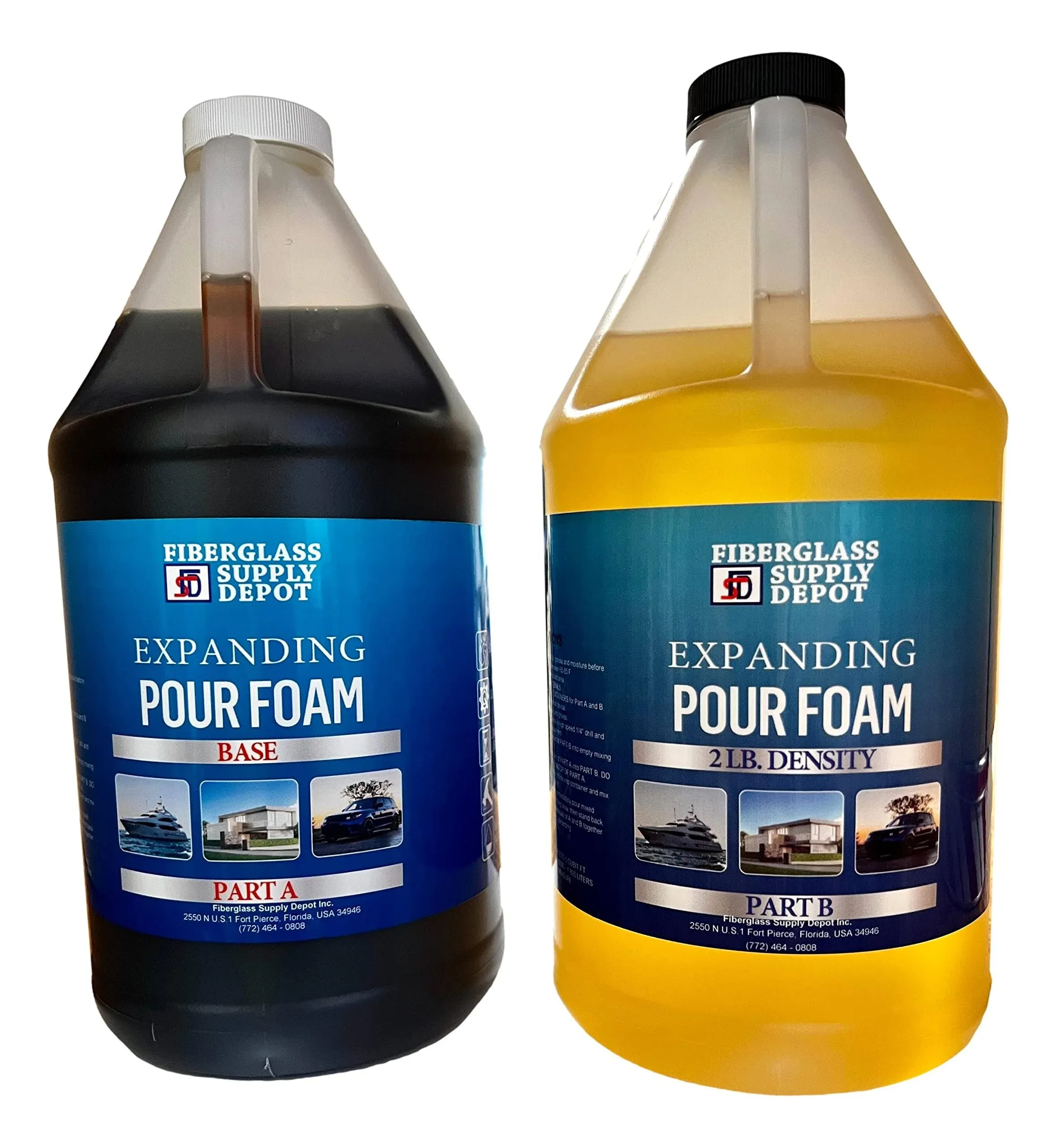 4 Lb. Density Expanding Pour Foam, 2 Part Polyurethane Closed Cell Liquid Foa...