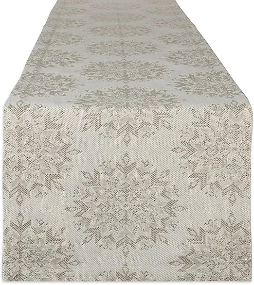 DII Winter Sparkle Jacquard Table Runner