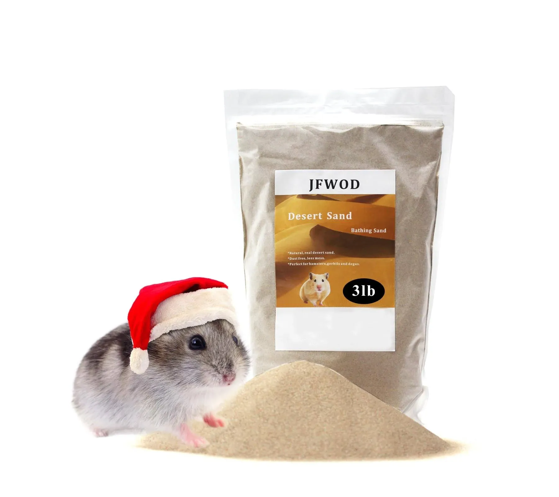 Hamster Bath Sand, 3lb Dust Free Desert Sand or Potty Litter Sand for Hamster Chinchillas Gerbil Syrian Mice Small Animals(Beige)