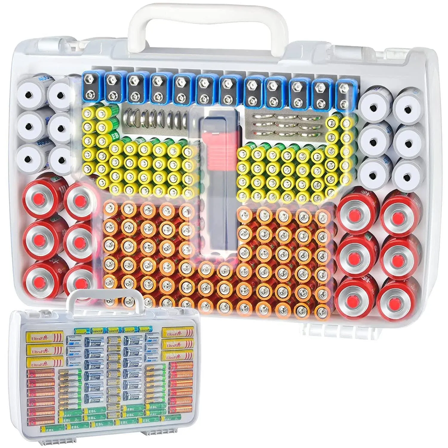 Battery Organizer Storage Holder Case with Double-Sided, Garage Box Container ...