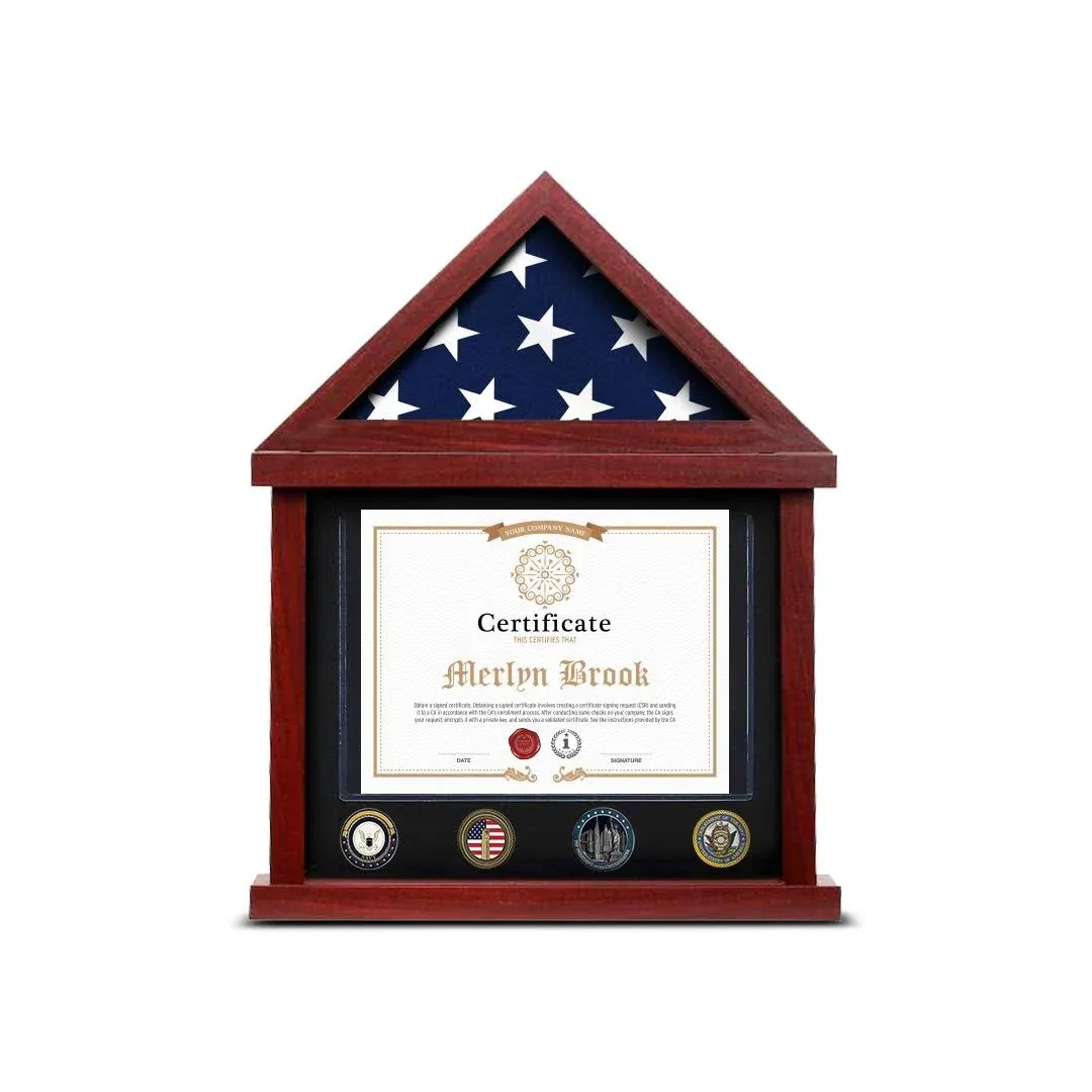 Winbold | Flag Case Flag Display Case Military Shadow Box Flag and Certificate, Clear