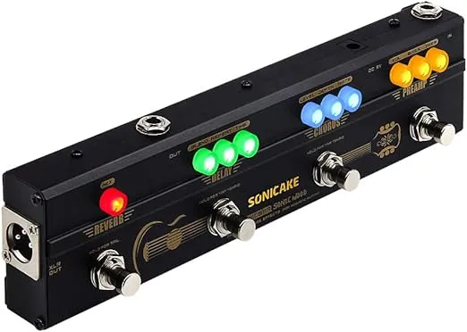 SONICAKE Acoustic Multi Effects Pedal Preamp Chorus Delay Reverb Acoustic Guitar Effect Pedal with XLR Output Sonic Wood