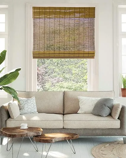 Chicology Cordless Bamboo Roman Shades, Fox, 23 inch x 64 inch, Brown