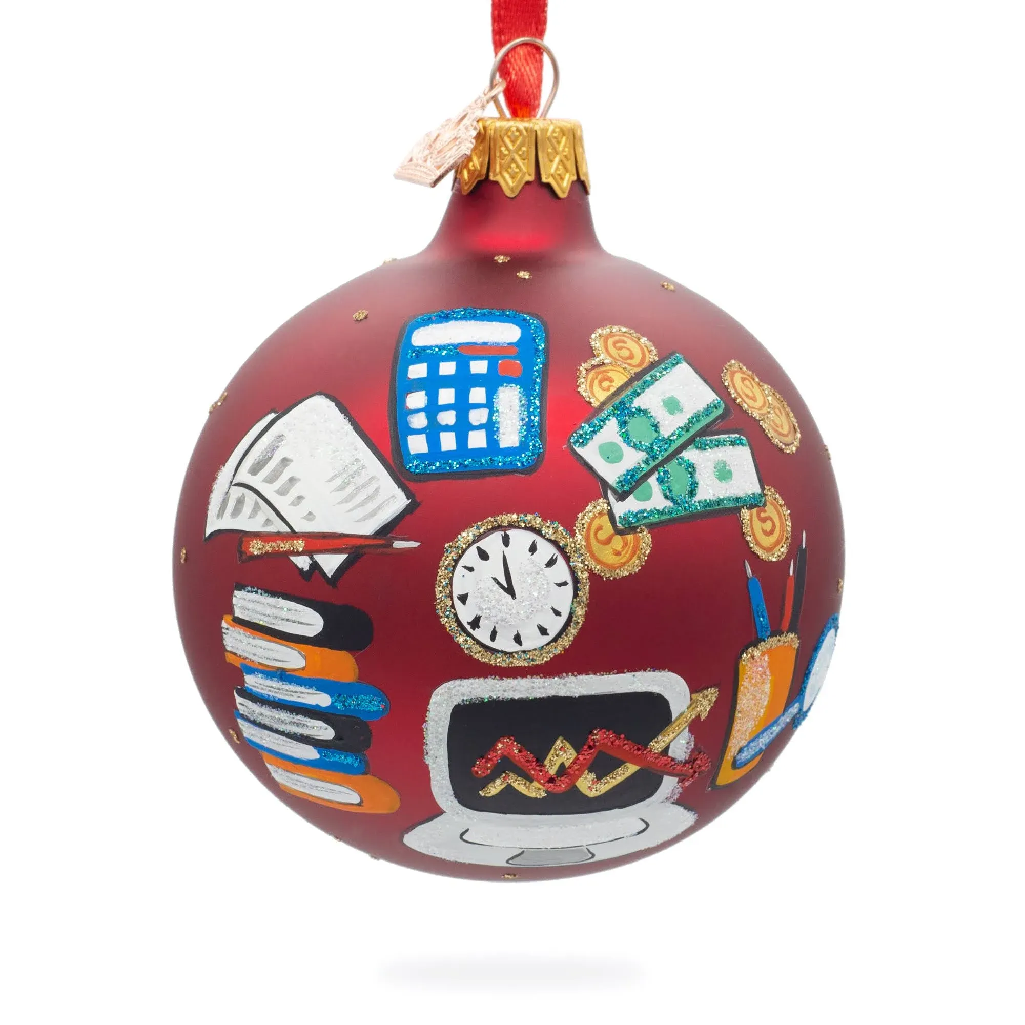 Accountant Bookkeeper Glass Ball Christmas Ornament 3.25 Inches