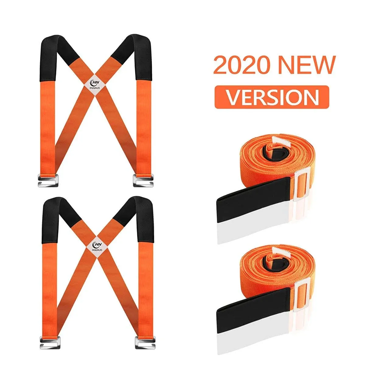 HQQNUO Moving Straps, 2-Person Shoulder Lifting and Moving System for Appliances, Furniture, Mattresses or Heavy Objects up to 800 Pounds (Orange)