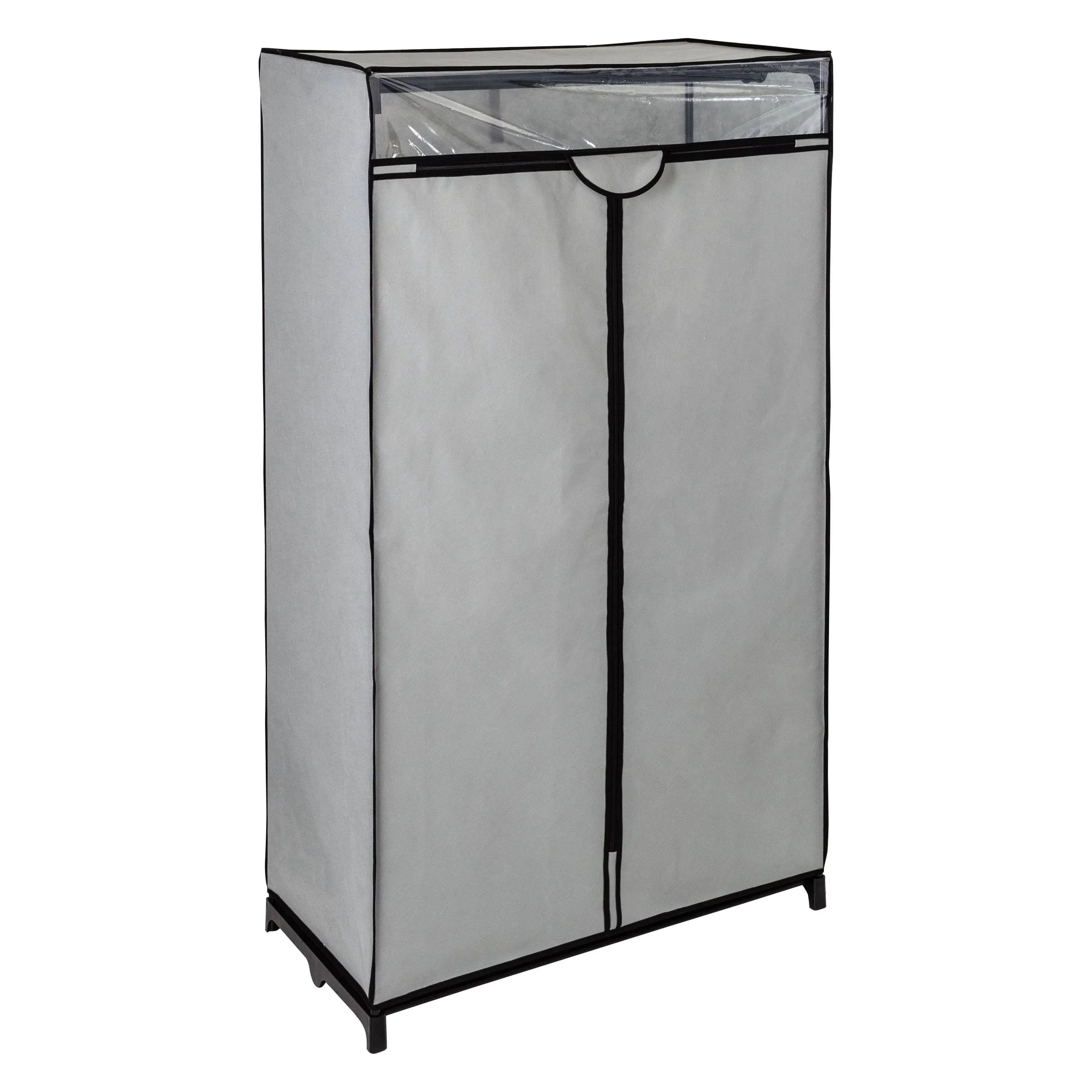 36 in. Wide Double Door Portable Wardrobe Closet with Cover, Gray