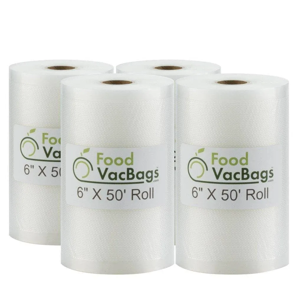 2 Rolls 8-Inch-by-50-Foot Vacuum Food Sealer Bags - Compatible with Foodsaver Machines - Embossed Commercial Grade Make-Own-Size Sous Vide or Storage