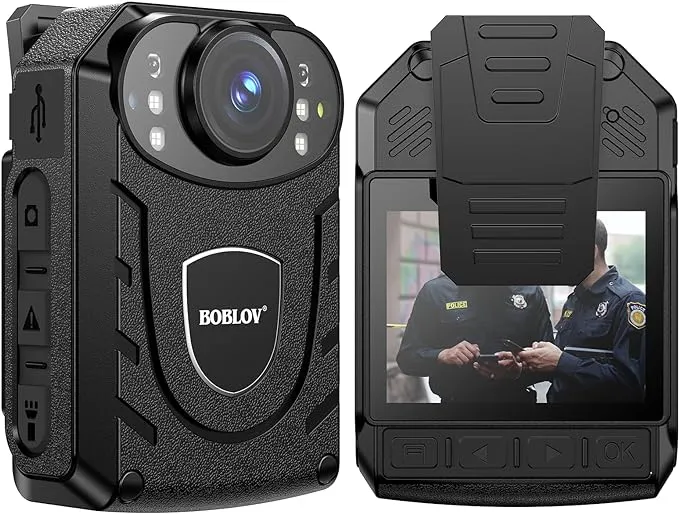 BOBLOV KJ21 32GB Body Worn Camera, 1296P Body Worn Camera, Support Memory Expand Max 256G, Outdoor 8-10Hours Recording Police Body Camera Lightweight and Portable, Clear Night Vision (32GB)