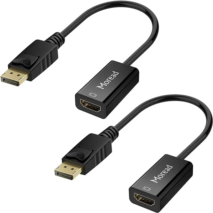 4K DisplayPort (DP) to HDMI Adapter, 2 Pack, Gold-Plated Uni-Directional Display Port PC to HDMI Screen Converter (Male to Female) Compatible with HP, Dell, Lenovo & More, Passive - Black