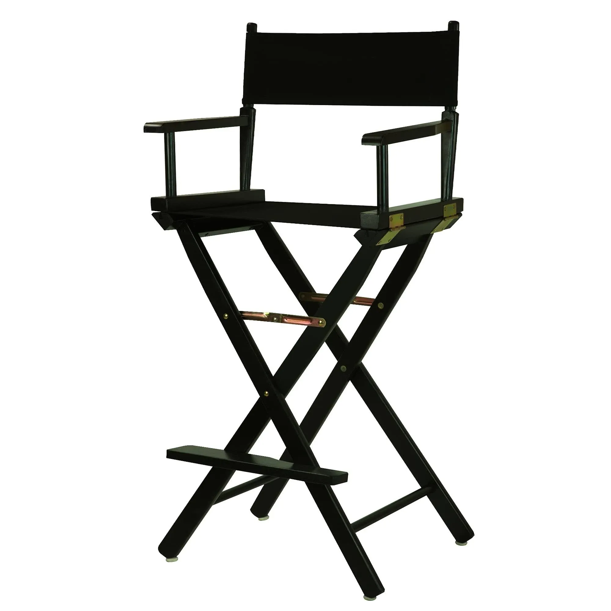 Wooden Directors Chair 30 Inch Bar Height Foldable Design Black Frame Canvas