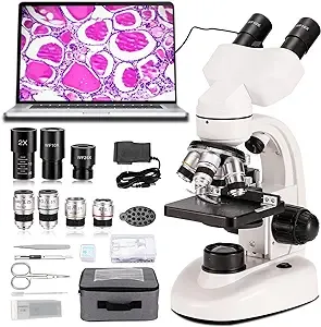 Compound Binocular Microscope,WF10x and WF25x Eyepieces,40X-2000X Magnification ...