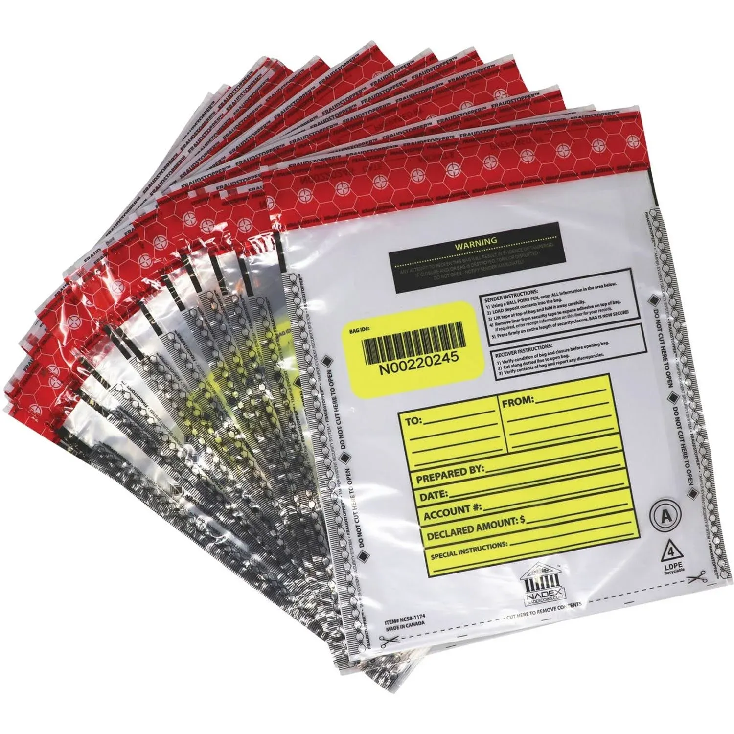 Nadex Coins Tamper-Evident 9-In. x 12-In. Clear FRAUDSTOPPER Bank Deposit Bags ...