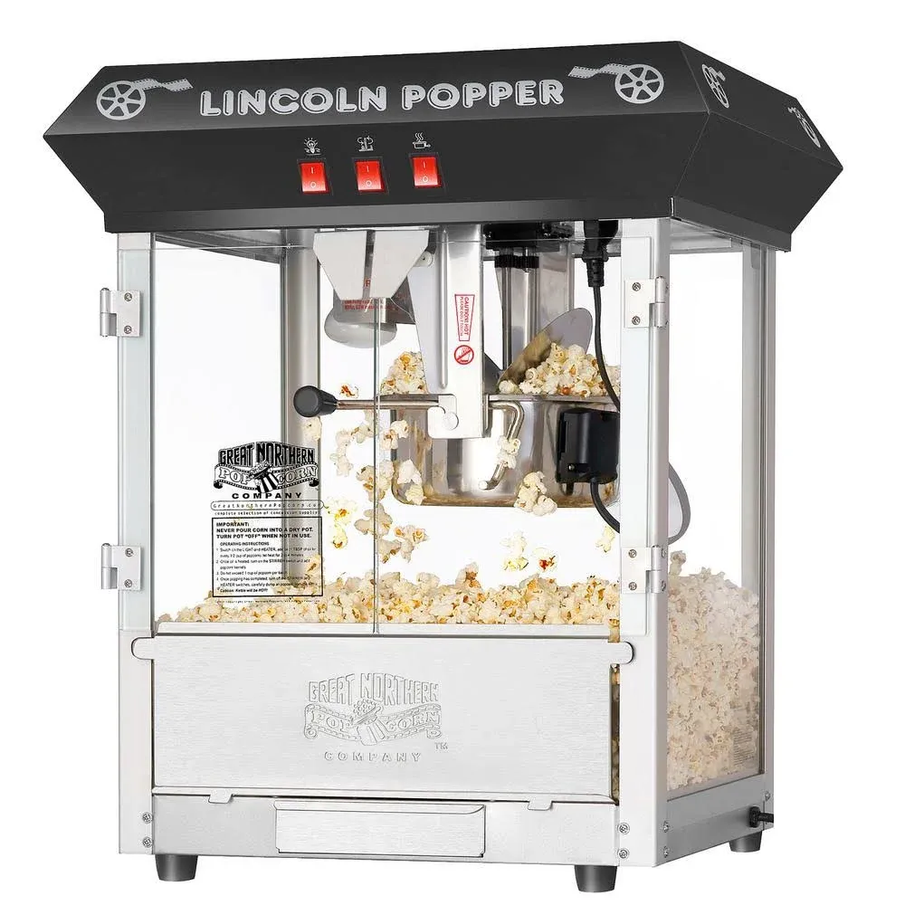 Great Northern 576711HBJ Black Lincoln Countertop Popcorn Machine- Popper Makes 3 ...