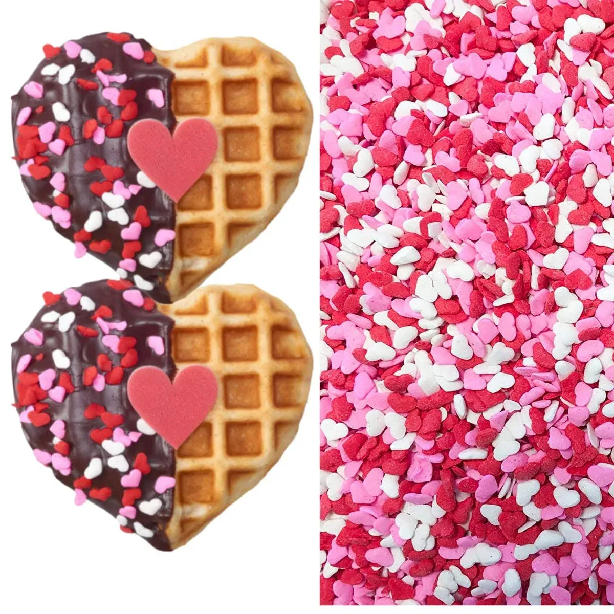 Sprinkle Deco Valentine Red, White & Pink Heart Shapes Edible Sprinkles for Cakes ...