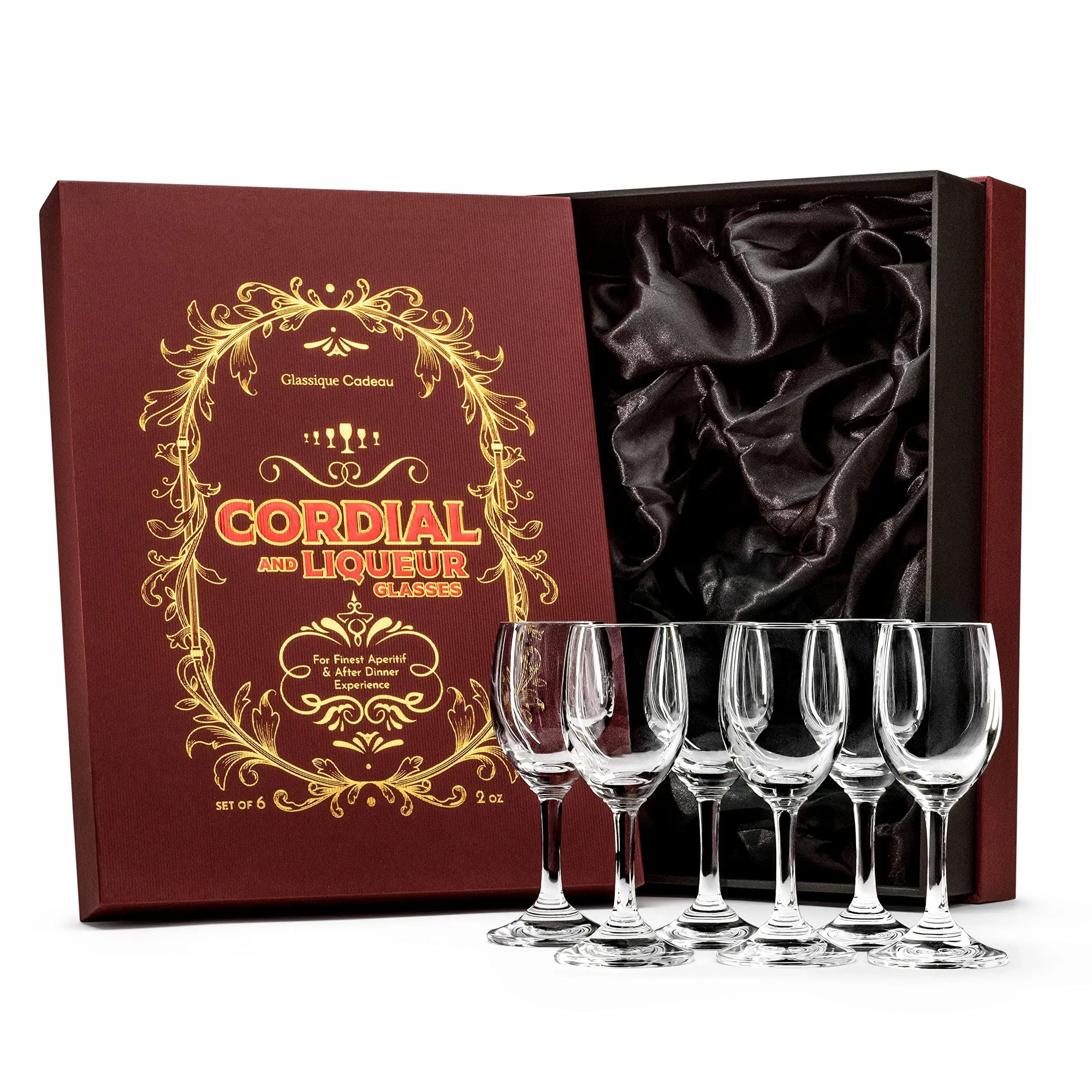 2 oz Liquor and Cordial Mini Wine Glasses | Set of 6 | Crystal Stemmed Shot ...