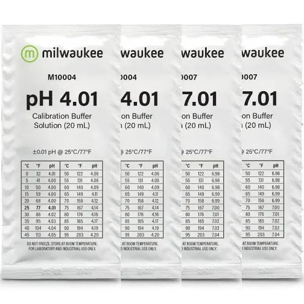 Milwaukee Instruments 4x20ml, pH 4 + 4 + 7 + 7 Buffer Solution, for Digital pH Meter Calibration