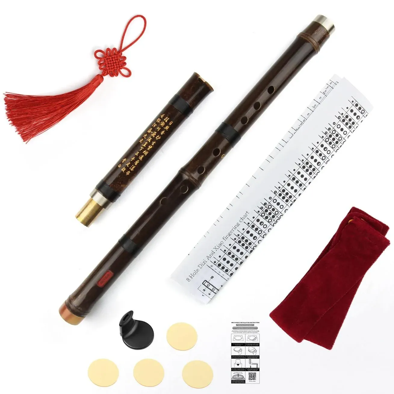 New Separable Brown Vertical Bamboo Flute Key G Traditional Chinese Musical ...