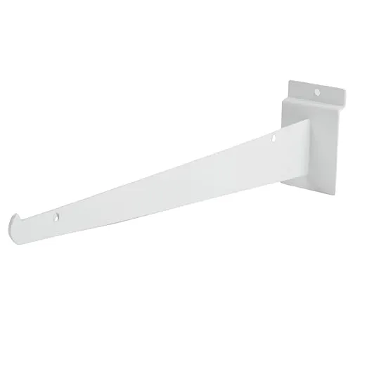 SSWBasics 12&#034; Slatwall Shelf Bracket - White - (Holds 30lbs) - Pack of 10