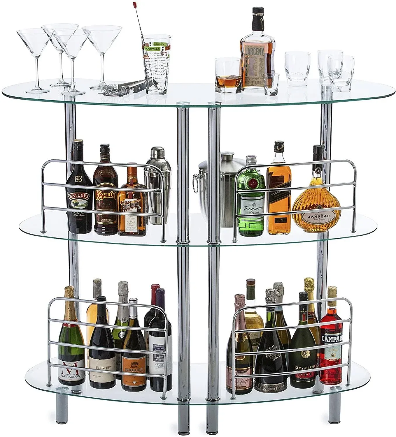 Mango Steam Contemporary Modern Home Liquor Bar Catalina Table Tempered Glass, Clear