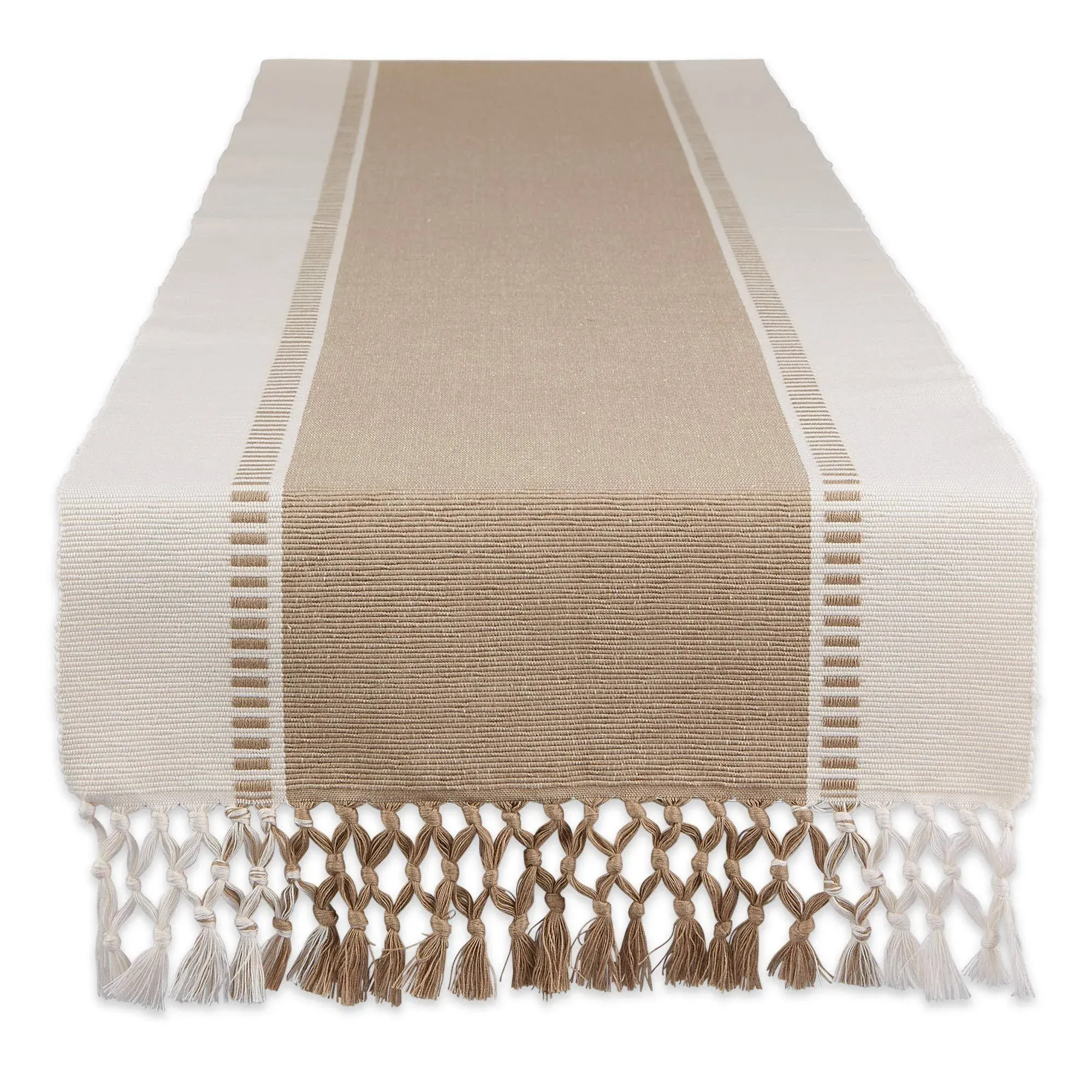 Design Imports 13 x 72 in. Stone Dobby Stripe Table Runner