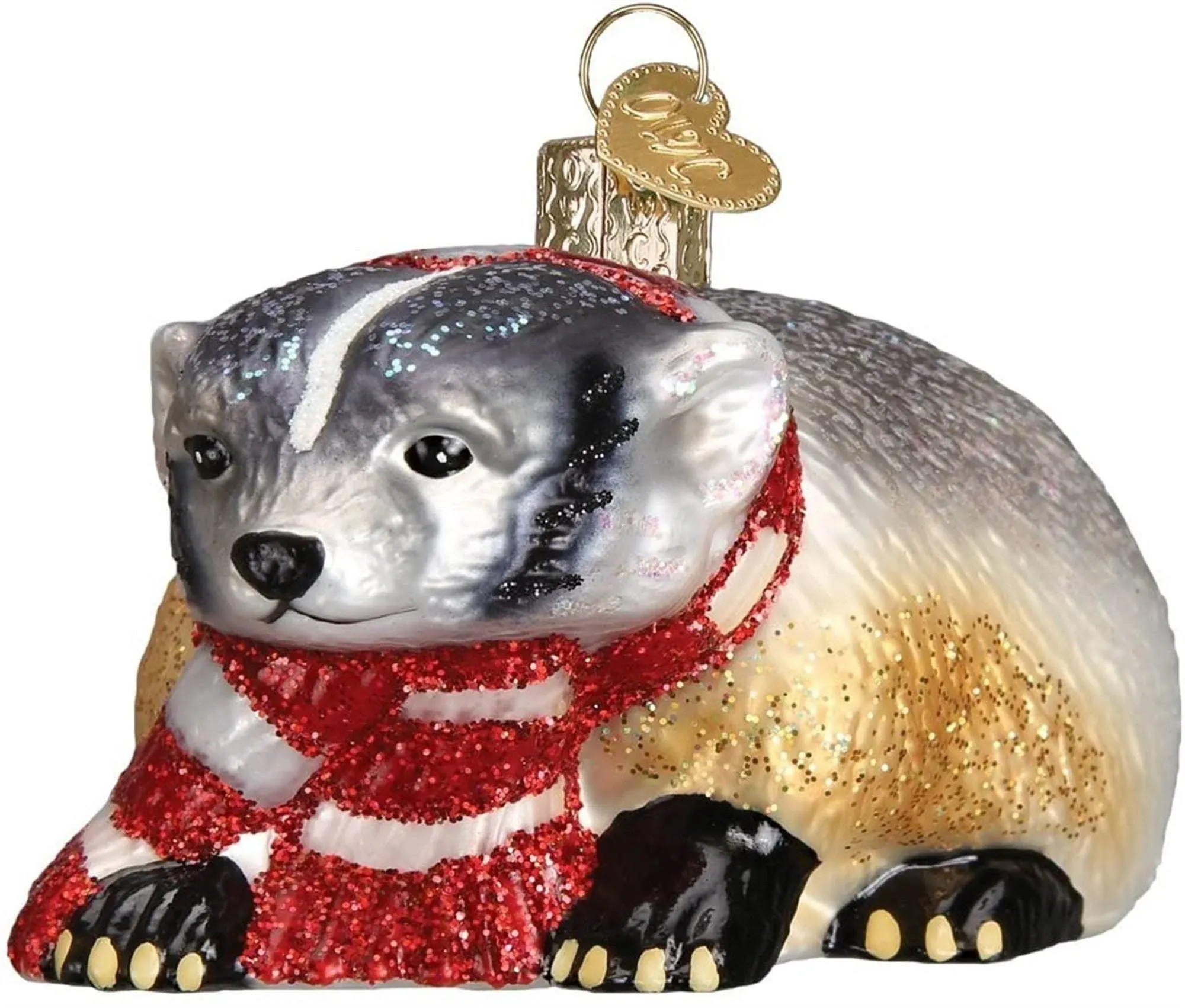 Badger Glass Ornament, 2 1/8 x 4 1/8", OWC #12442