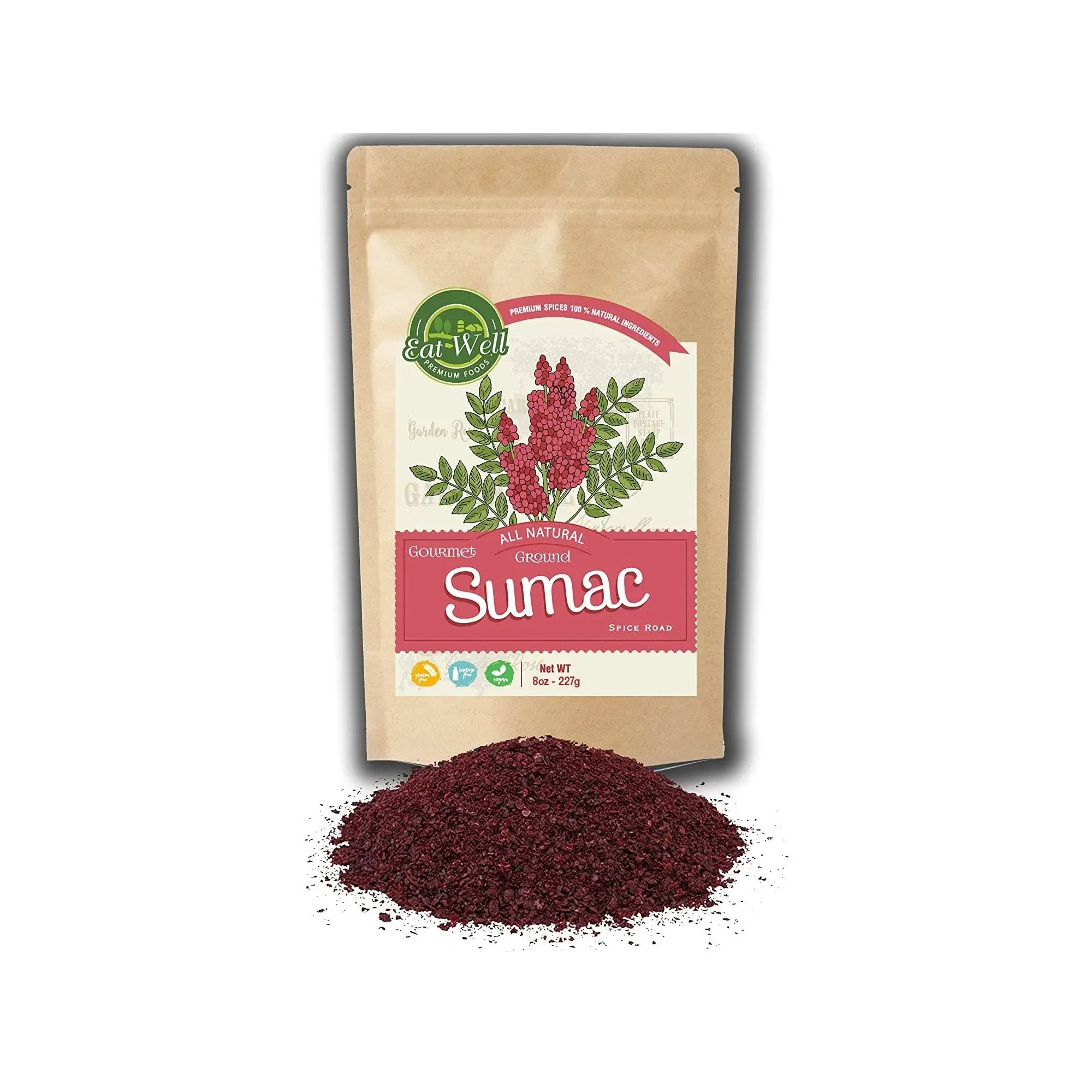 Eat Well Premium Foods | Sumac Spice Powder 8 oz Reseable Bag, Bulk Ground ...