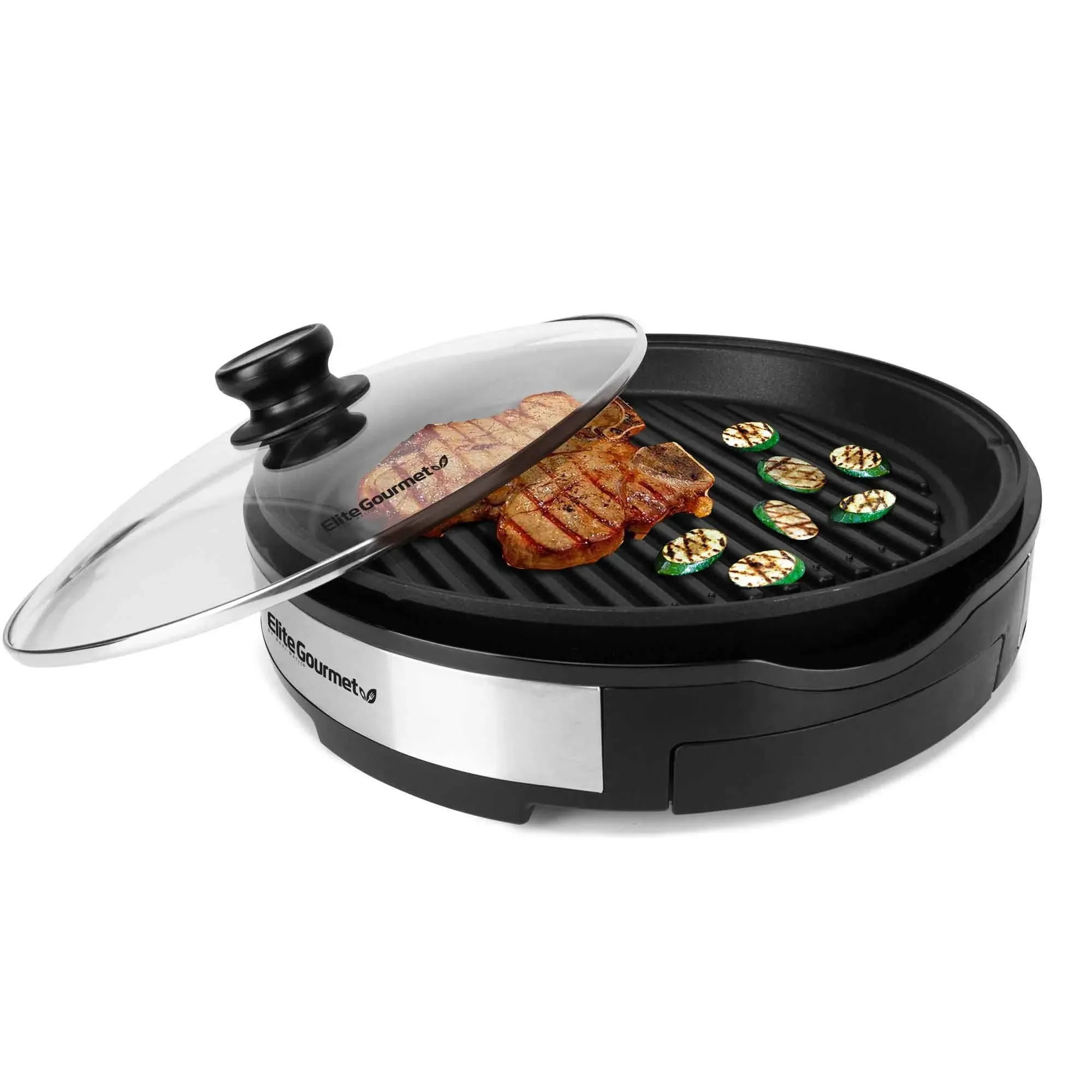 Elite Gourmet 12" Deluxe Indoor Grill with Lid