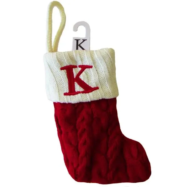 St. Nicholas Square Mini Cable Knit Stocking-Lette<wbr/>r K, Mini 7&#034;