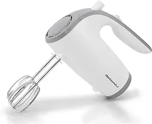 Elite Gourmet EHM-003X Ultra Power Electric 5-Speed Kitchen Hand Mixer, White. 