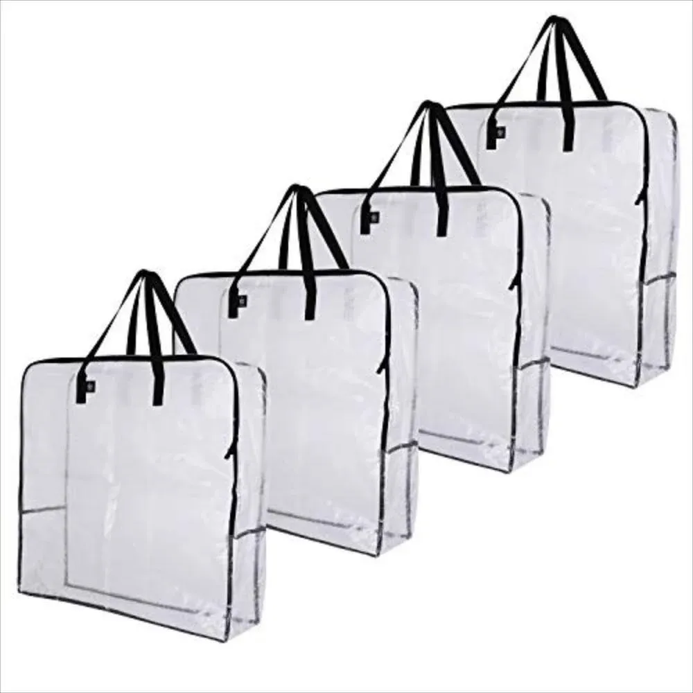 Veno 4 Pack Over-Sized Clear Organizer Storage Bag w/ Strong Handles and Zippers ...