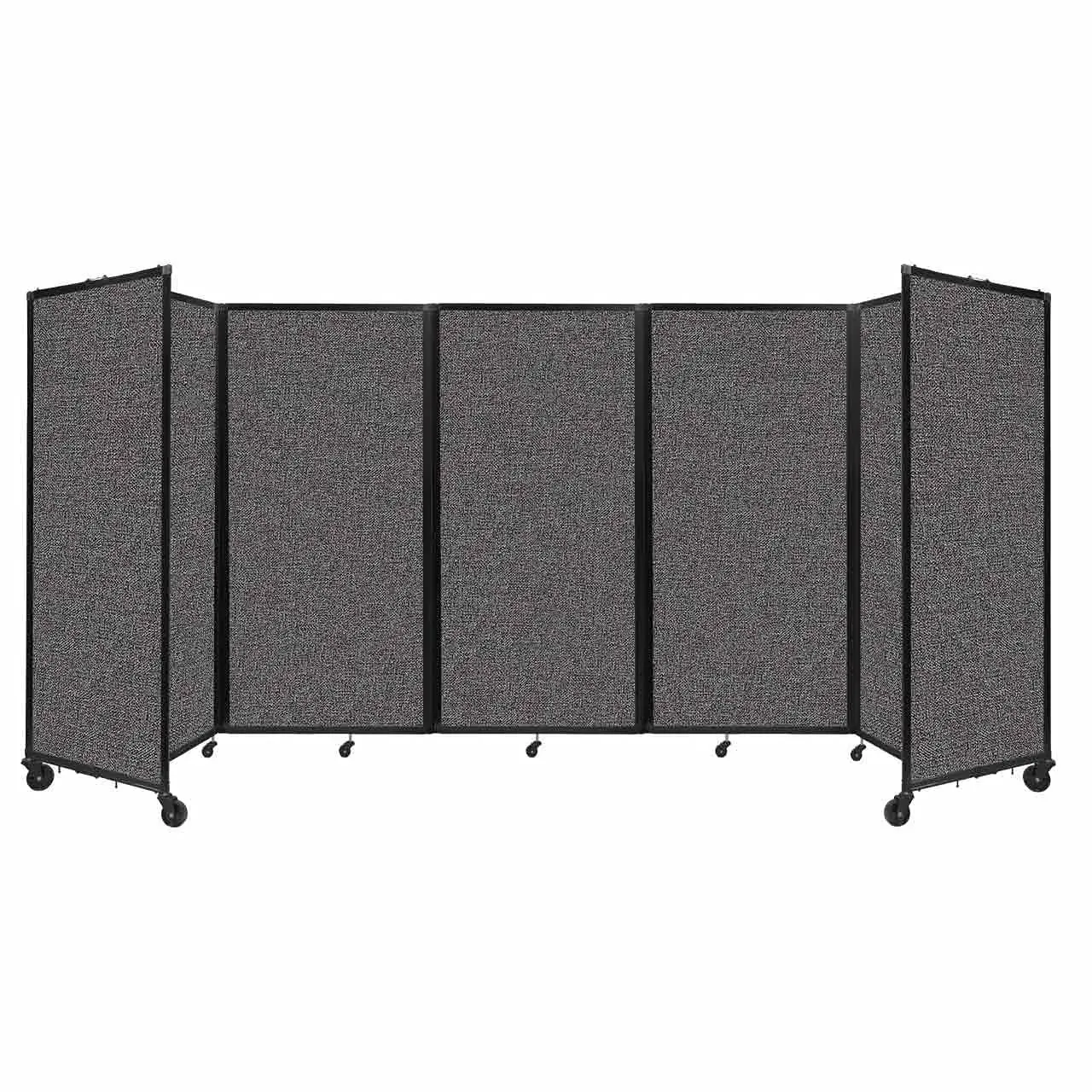 "Room Divider 360 Folding Portable Partition 14' x 6' Charcoal Gray Fabric"