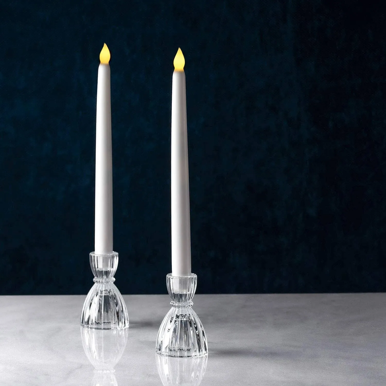 Lamplust Taper Candle Holder Set, Clear Glass, Set of 2 - 3.5 inch Tall ...